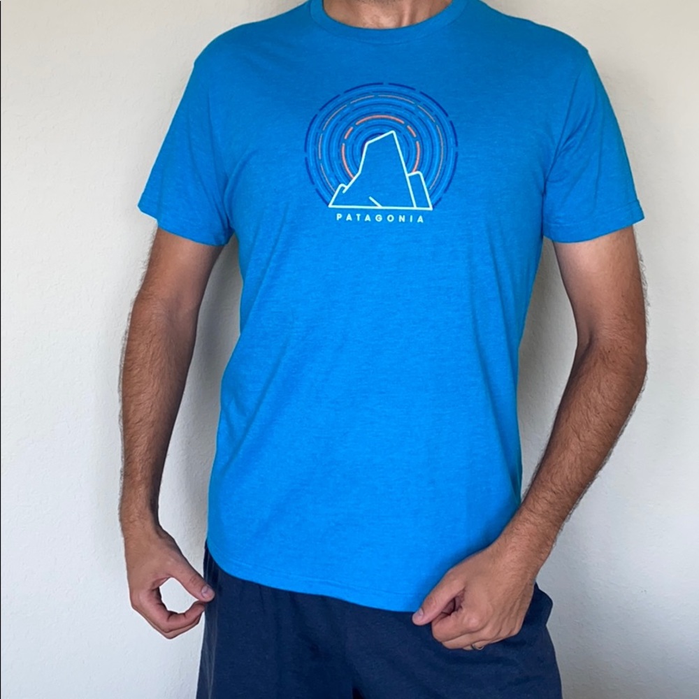 Men’s slim fit Patagonia turquoise t-shirt